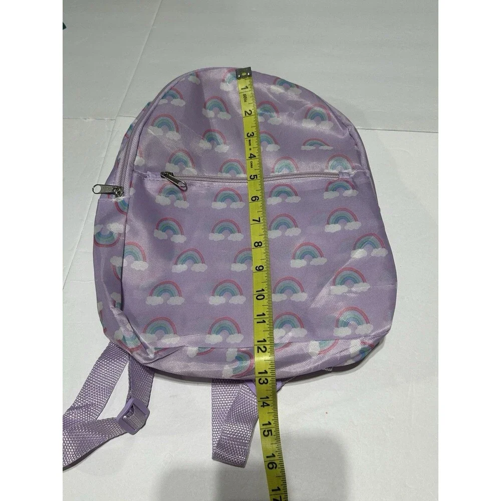 Purple Rainbow Print Kids Backpack Small Casual School Bag